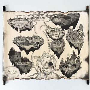 Handmade Yggdrasil Map Scroll, Norse Mythology Decor - Etsy
