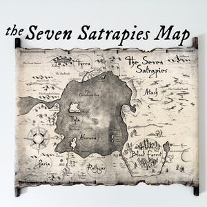 Mapa del libro de la serie Lightbringer en pergamino hecho a mano, mapa de las Siete Satrapías, mapa del Prisma Negro, mapa del Cuchillo Cegador, mapa del Ojo Roto ENVÍO GRATIS