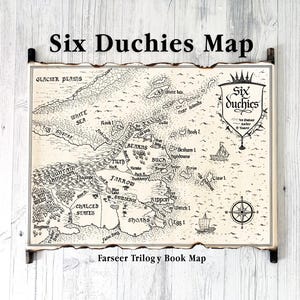 Mapa del libro de los Seis Ducados, mapa del Reino de los Ancianos en pergamino hecho a mano, mapa de la Trilogía del Vidente, mapa del Aprendiz del Asesino, ENVÍO GRATIS