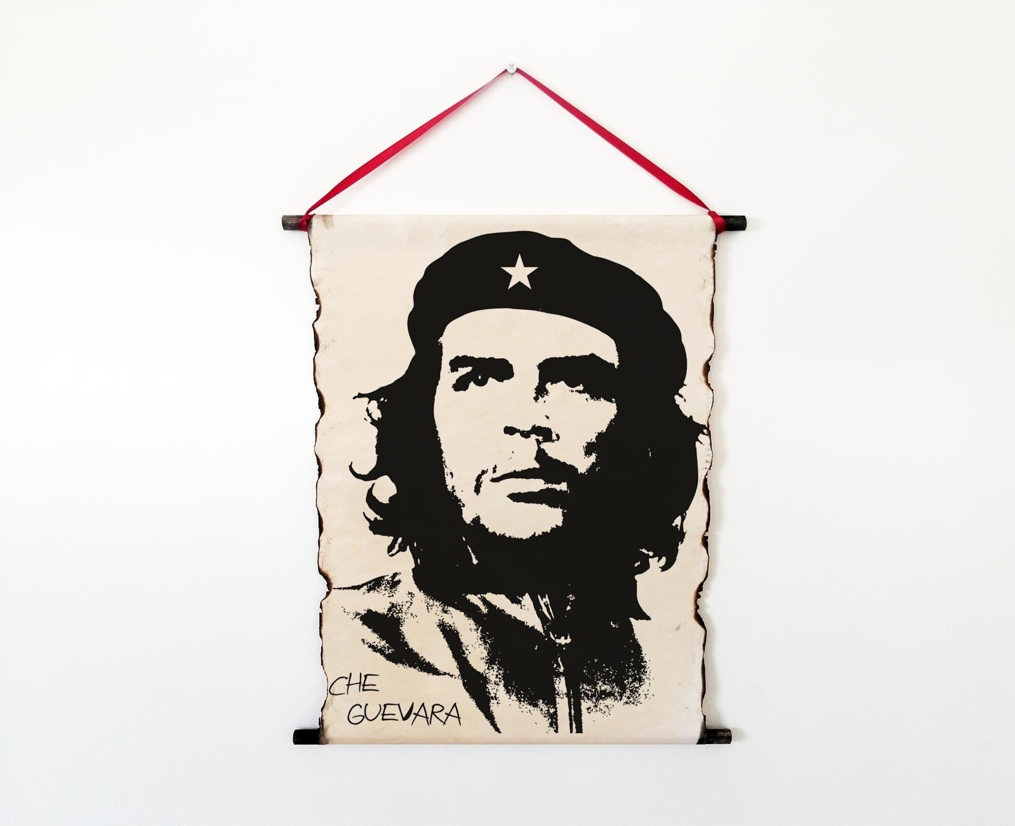 チェ・ゲバラの手作りスクロールポスター - 焦げたエッジのウォール