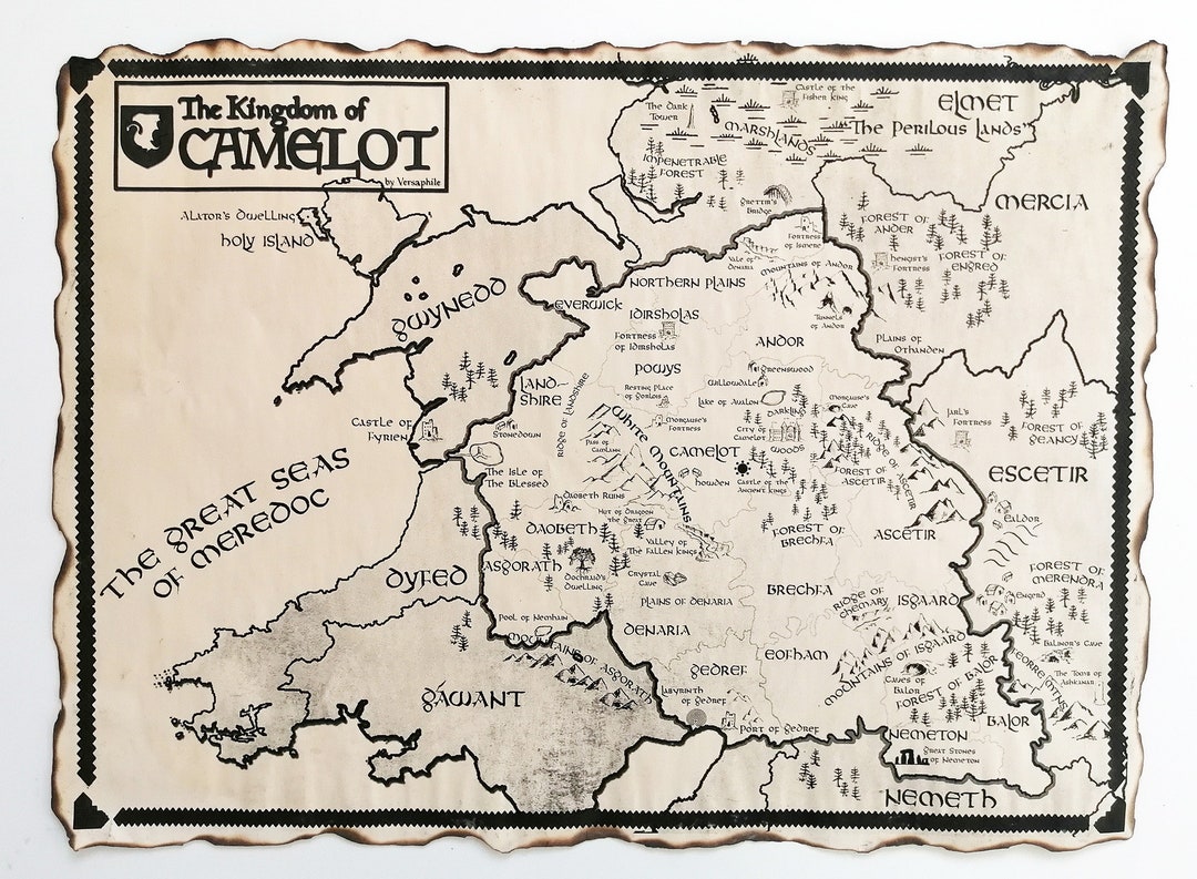 Carte du royaume de Camelot, carte des royaumes d'Albion, carte de