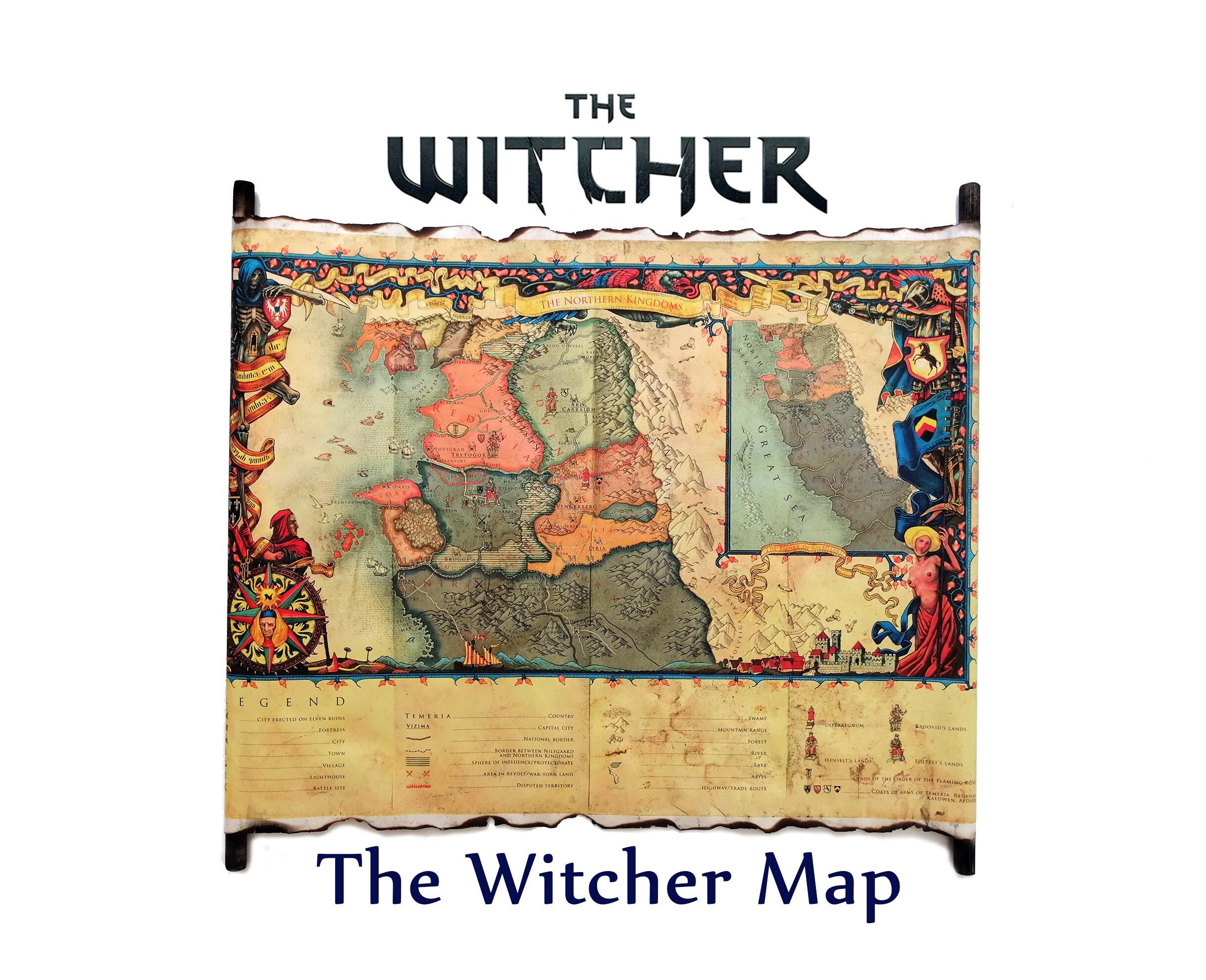 The Witcher Color Map Of The Northern Kingdoms World Of - Etsy Sweden