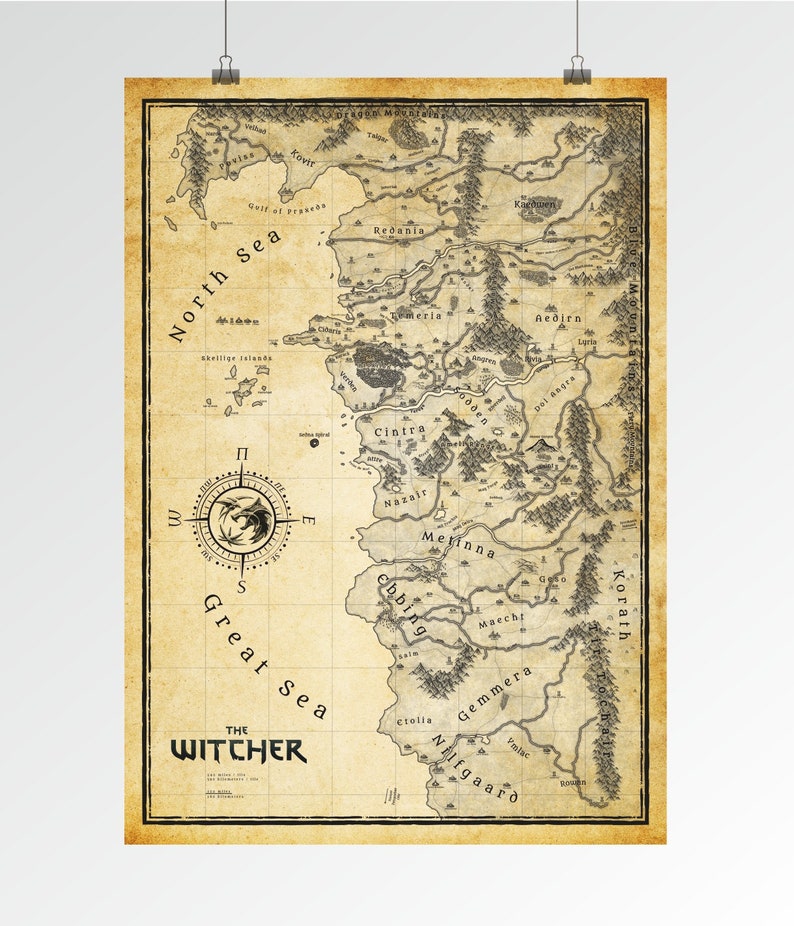 The Witcher World Map Poster – Northern Realms, Fantasy Art Print - Etsy