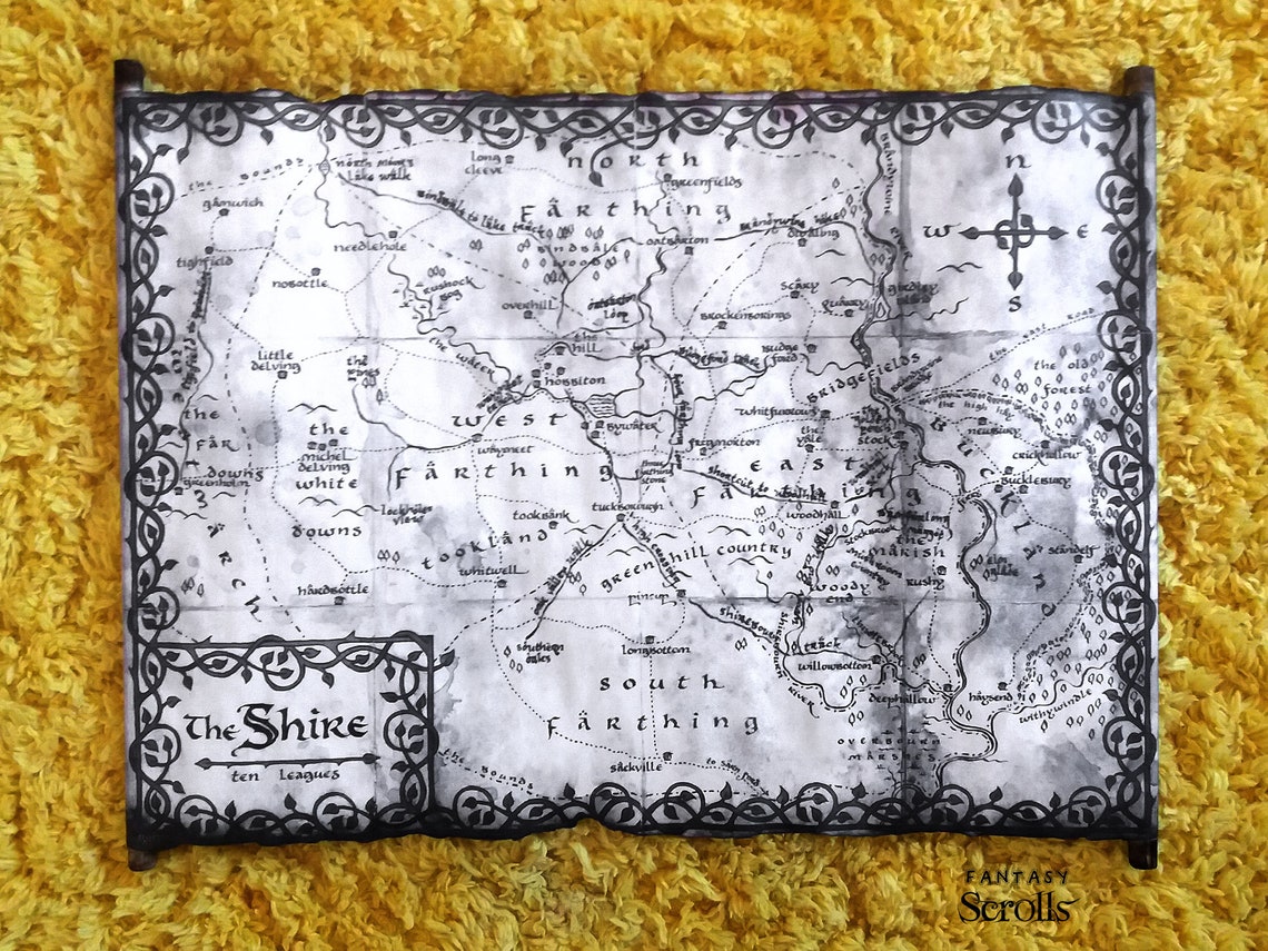 The Shire Lord of the Rings Map of the Shire the Hobbit Map - Etsy