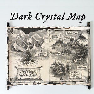 FREE SHIPPING - Dark Crystal Map on Handmade Scroll, The World of the Dark Crystal Map, Map of Thra, The Dark Crystal Age of Resistance Map