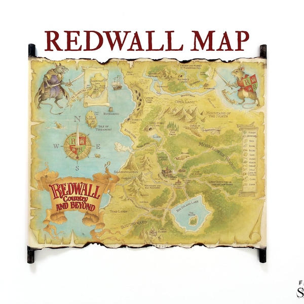 Redwall Abbey Map Scroll, Handmade Redwall Saga Gift
