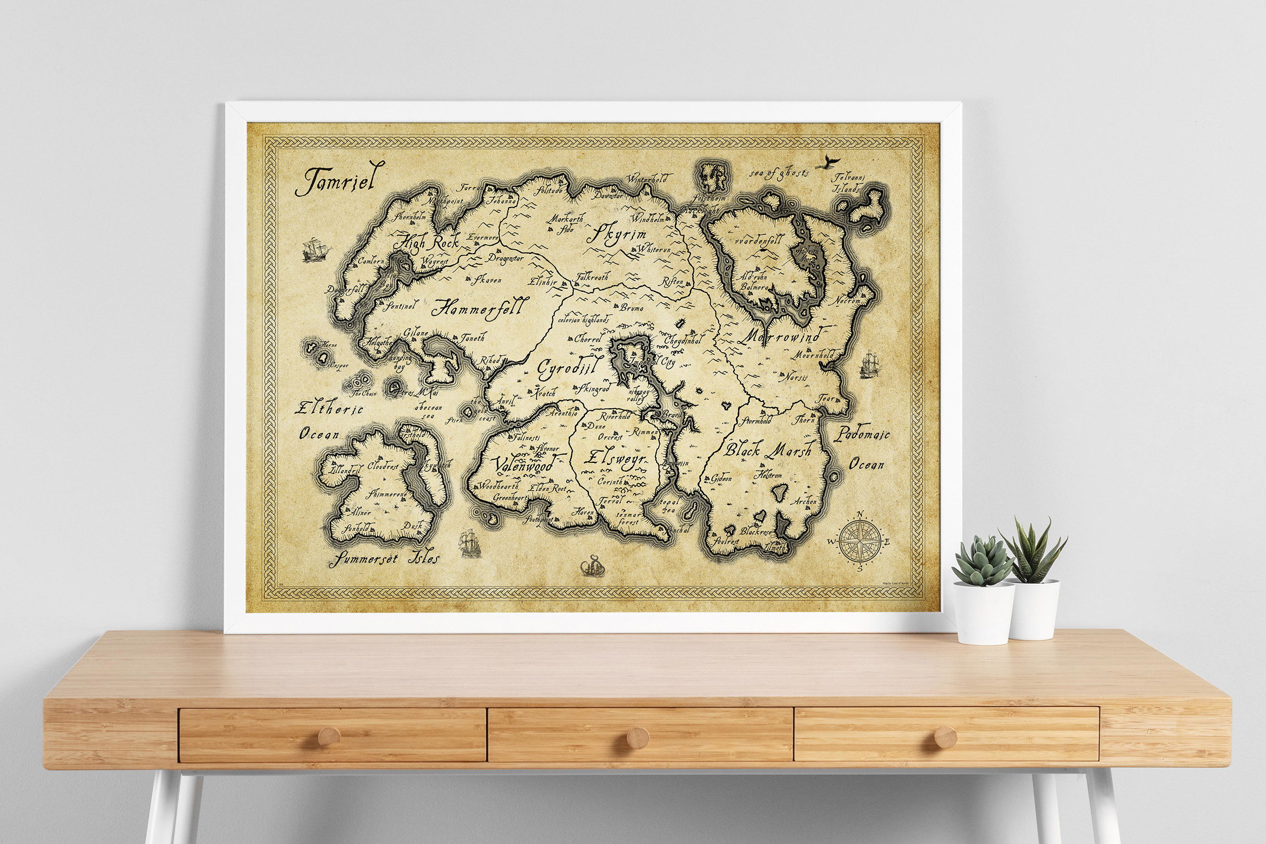 Tamriel Map Poster The Elder Scrolls Skyrim Morrowind Oblivion Etsy 