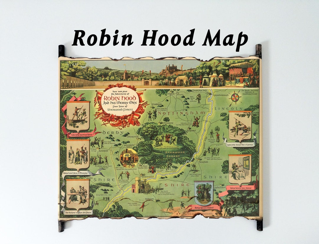 Handmade Robin Hood Map Scroll, Sherwood Forest Art - Etsy