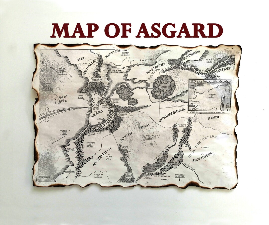 Map of Asgard, Old Norse Ásgardr in Norse Mythology, Asgardians Home