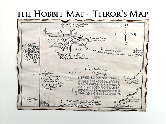 The Hobbit Thrór's Map Lonely Mountain Map Erebor LOTR - Etsy UK