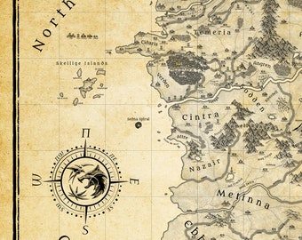 ウィッチャーの世界地図ポスター - 北方諸国、ファンタジーアート