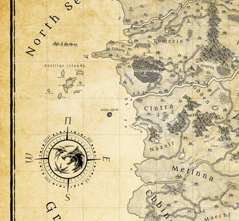 The Witcher World Map Poster – Northern Realms, Fantasy Art Print - Etsy