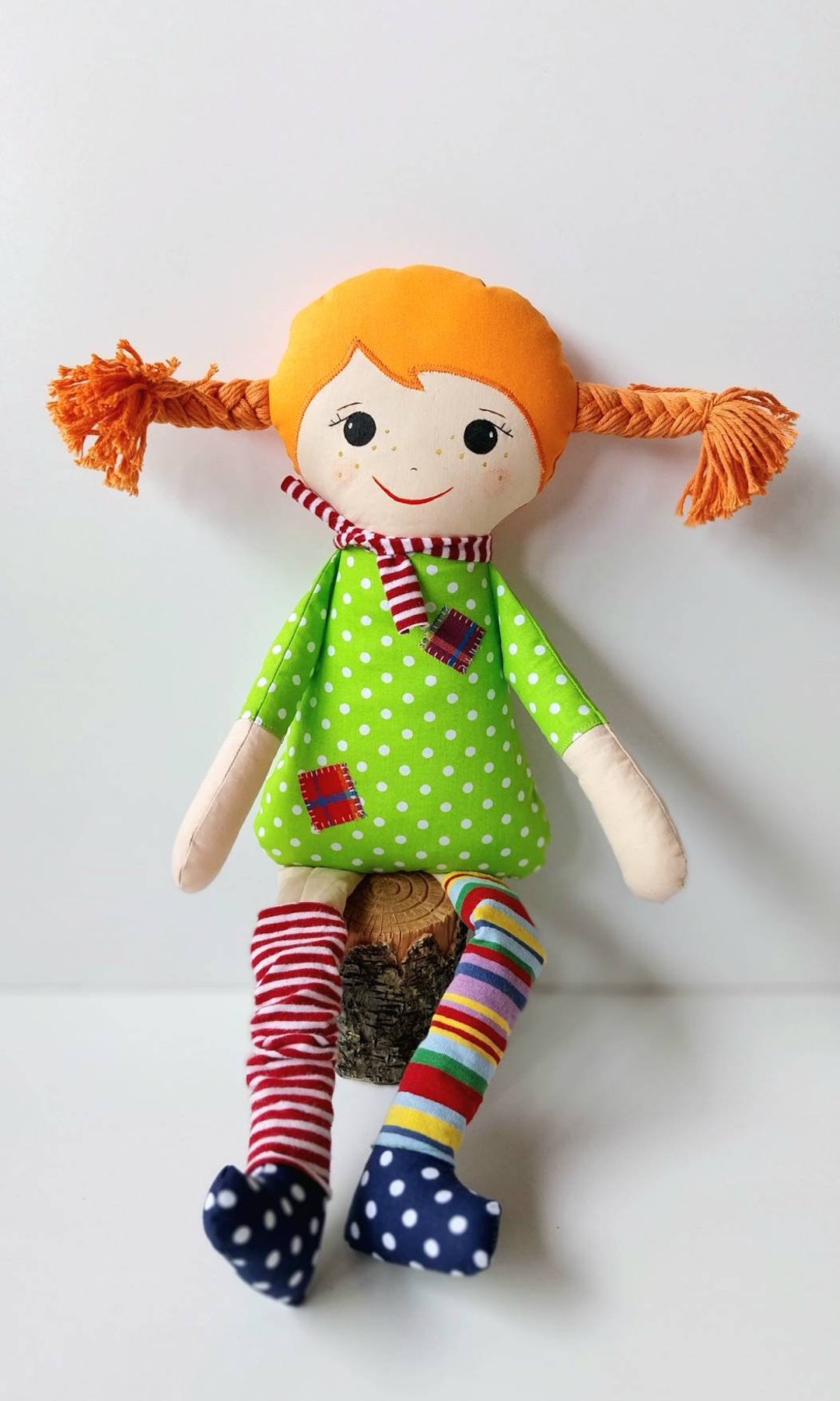 Pippi Longstocking Doll Soft Toy Handmade Fabric Doll Rag - Etsy