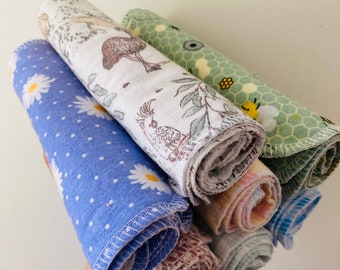 24 x Reusable Flannelette Cloth Wipes, Double Layered