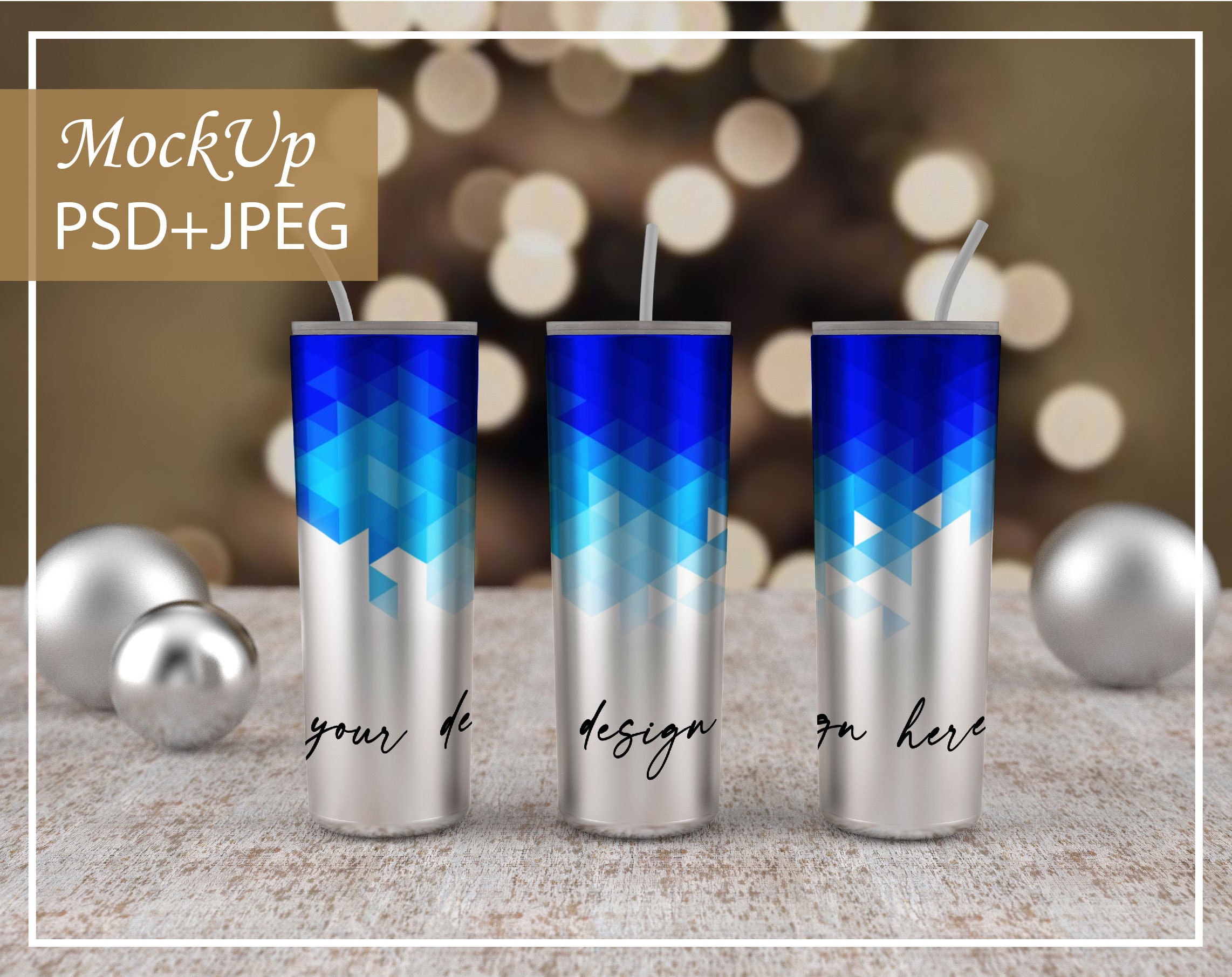 Download 20 oz 3 Skinny Tumbler Mockup Full wrap christmas color | Etsy