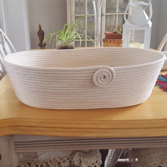Large Beige Rope Basket Storage Cream Cotton Rope Etsy