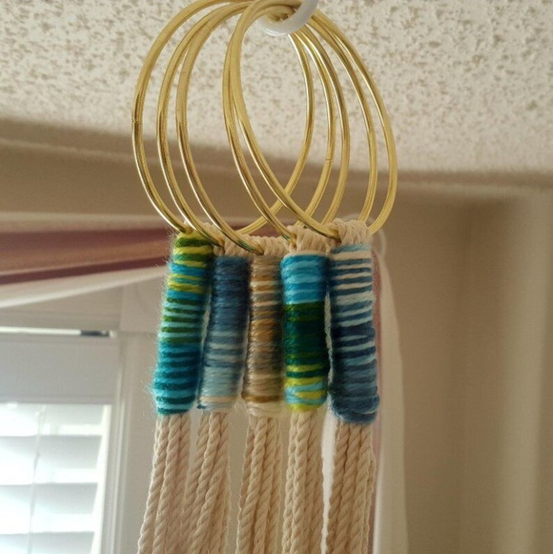 Natural Plant Hanger, Macrame vase holder, macrame decor, Colorful Finishings, Cotton Rope, Yarn, Brass Ring image 2