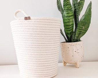 Rope Plant Pot Cover Basket, simple rustic home decor, garden plant decor