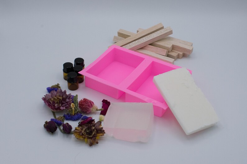 DIY Soap Making Kit Dried Flower Soap Craft Kit Melt and Pour Soap Kit Adult Craft Kit image 4