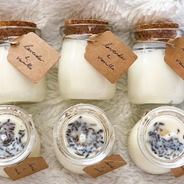 Rustic Candle Favors - Soy Wax Candle Wedding Favors - Small Wedding Gifts for Guests - Cork Lid Candles - Personalized Wedding Favor