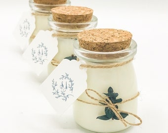 Eucalyptus Candle Wedding Favors, Handmade Wedding Guest Gifts, Natural Bridal Shower Candle Favors, Eucalyptus greenery wedding