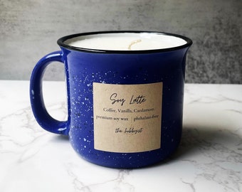 Soy Latte Coffee Mug Candle, Coffee and Vanilla candle, Campfire Mug Candle, Farmhouse Candle, Coffee lover gift