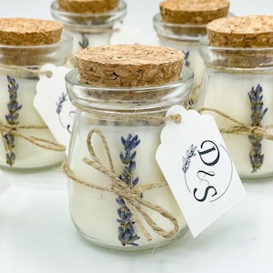 Lavender Candle Wedding Favors - Personalized Wedding Guest Gift - Bridal Shower Candles - Mini wedding candles