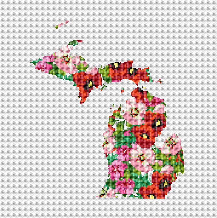 Michigan cross stitch pattern PDF State USA Etsy