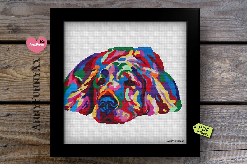 Golden retriever cross stitch pattern Etsy