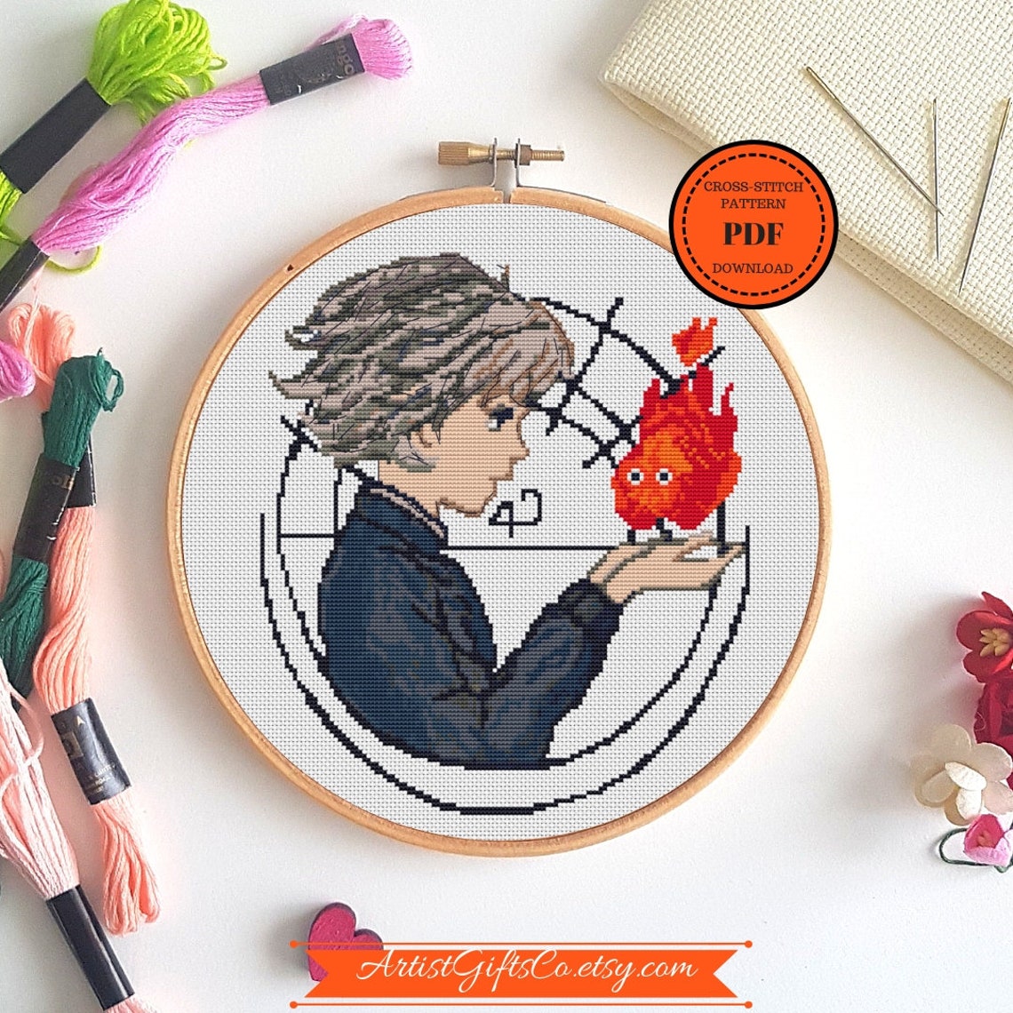 Howls moving castle Cross Stitch pattern PDF Studio Ghibli | Etsy