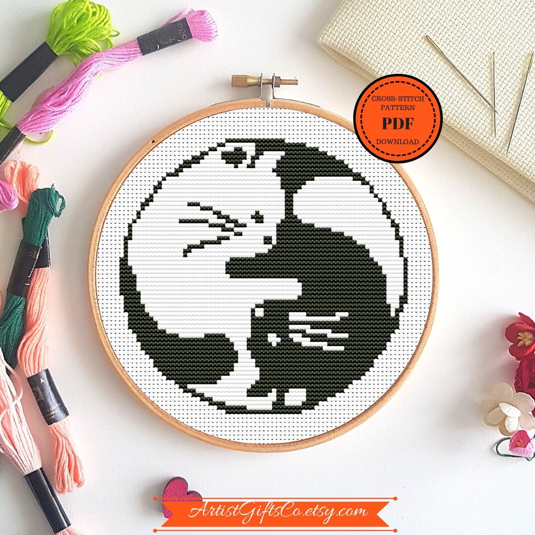 Black and White Cats Cross Stitch pattern PDF Cute Stitching Etsy