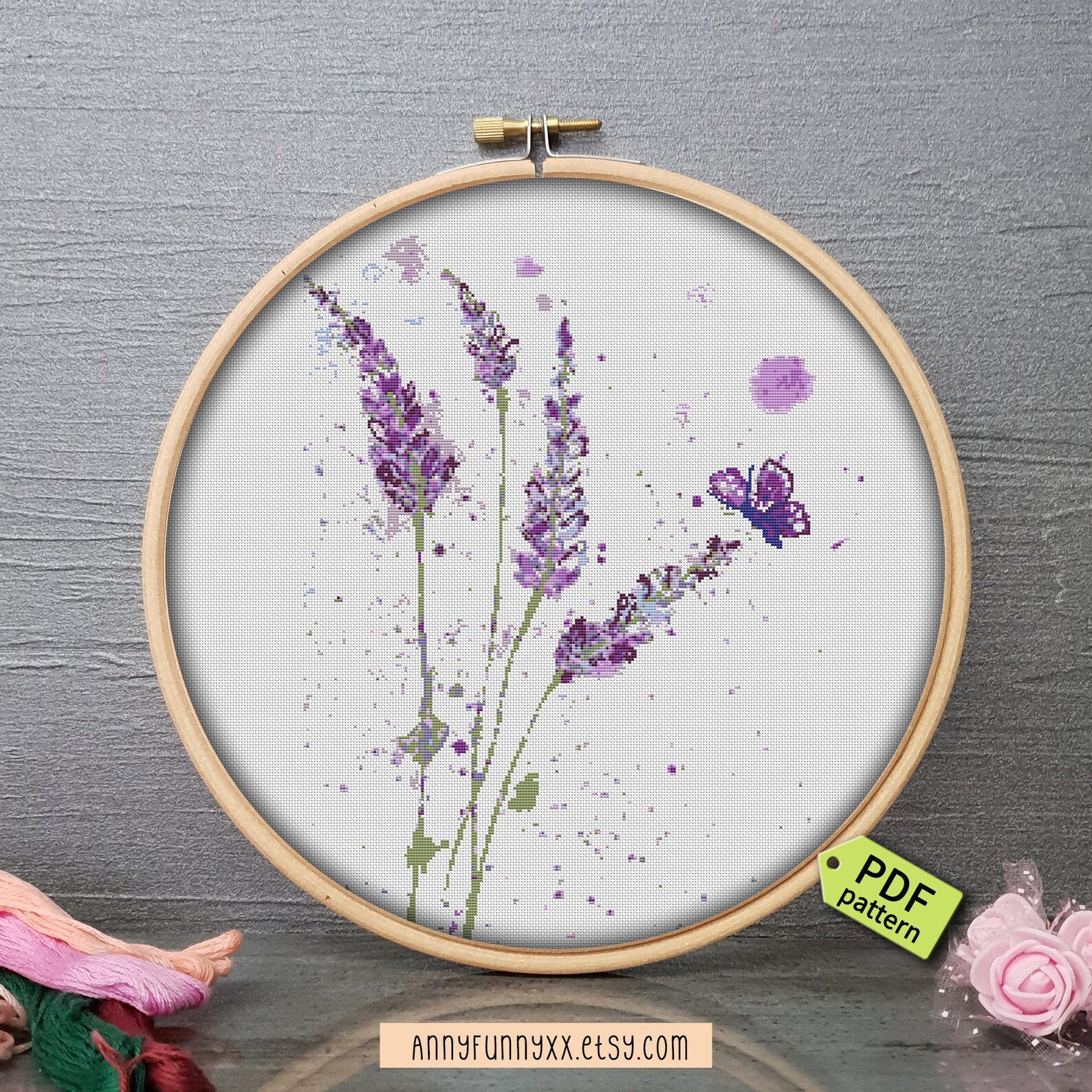 Lavender Cross Stitch Pattern | Etsy