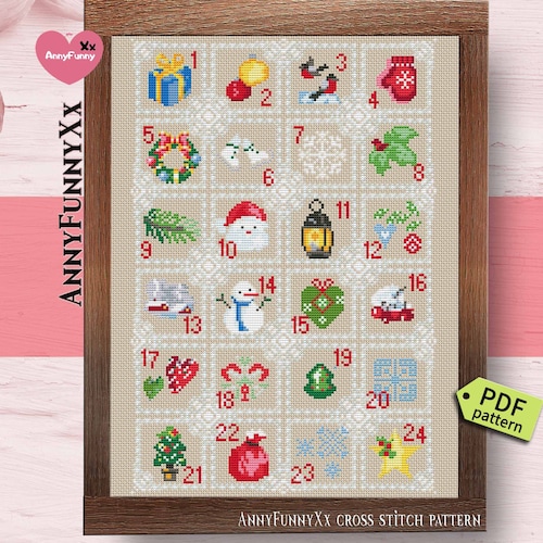 Christmas Cross Stitch Pattern Advent Calendar Cross Stitch Etsy