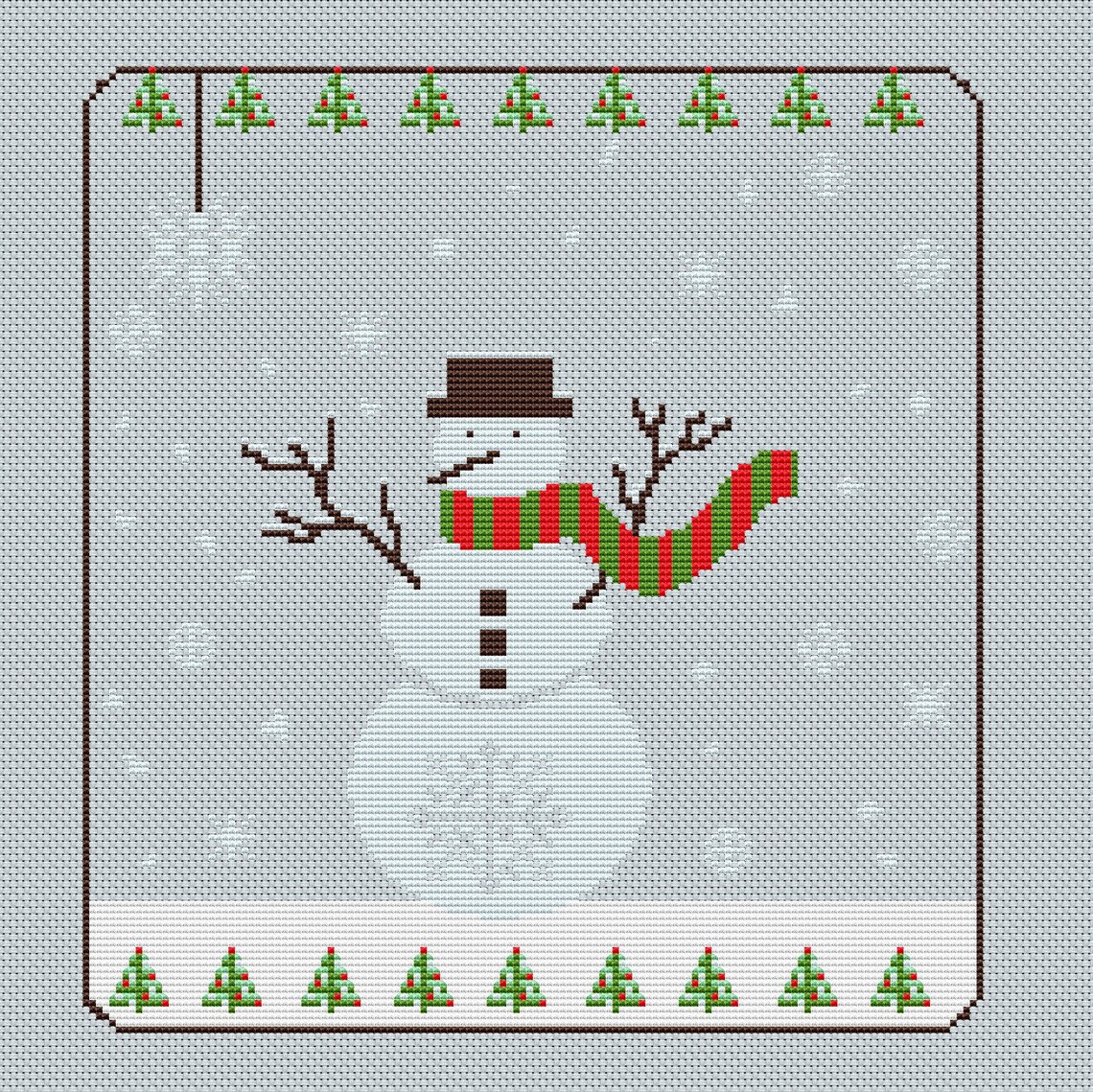Primitive Christmas cross stitch pattern PDF Easy embroidery Etsy