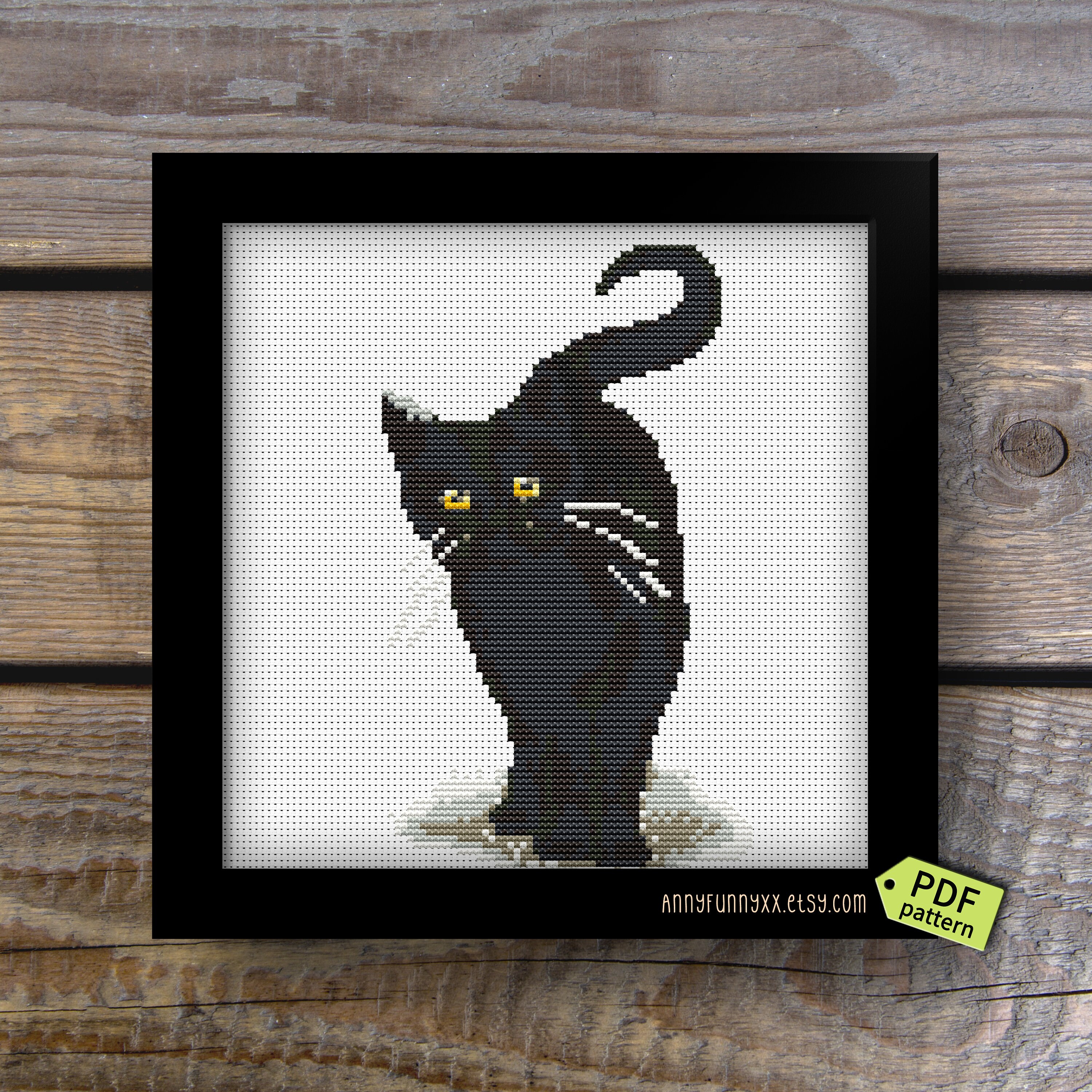 Black Cat Cross Stitch Pattern PDF Xstitch Silhouettes Cat Etsy Canada
