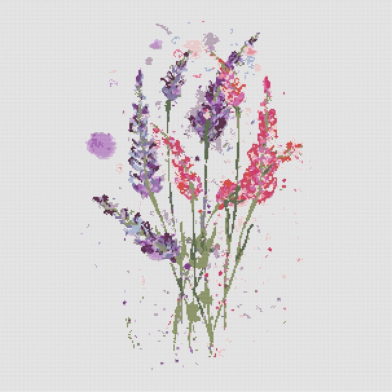 Lavender cross stitch pattern Flower Xstitch PDF Floral | Etsy