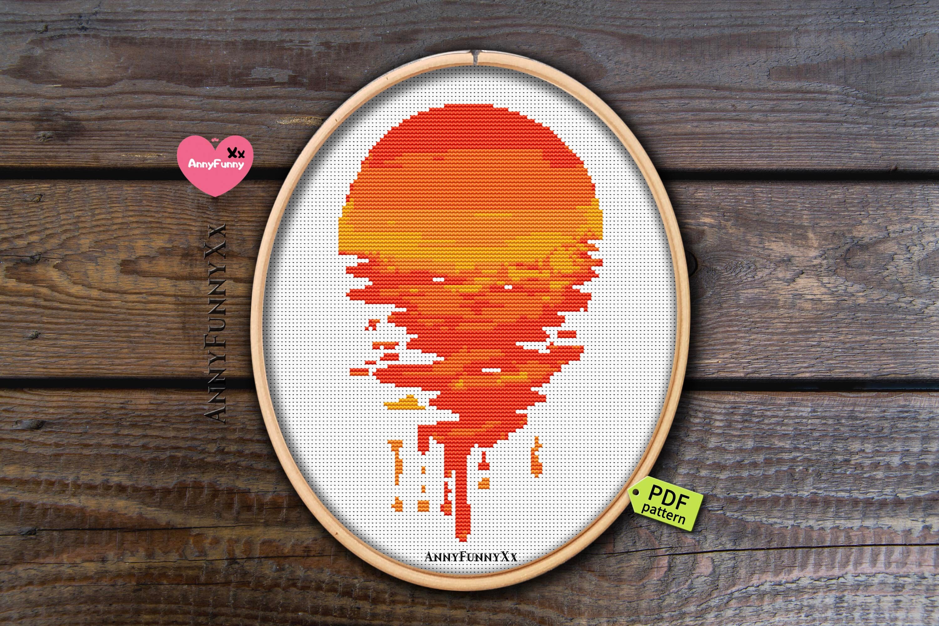 Sunset cross stitch pattern. Nature cross stitch pattern PDF. Etsy