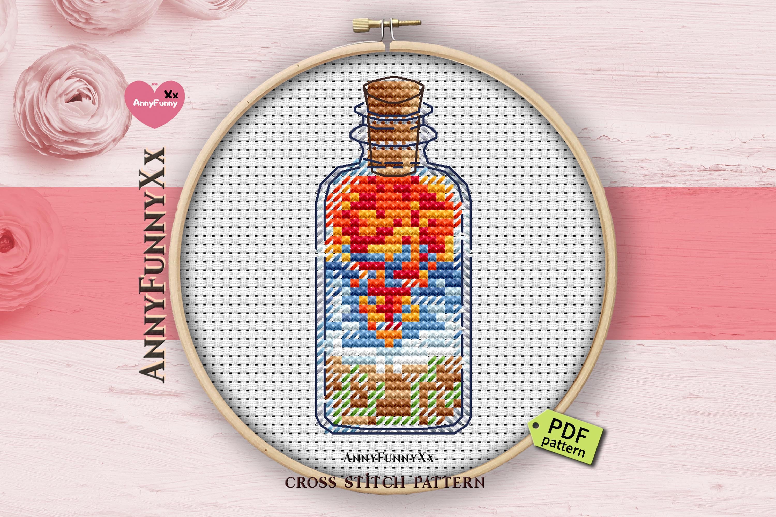 Easy cross stitch pattern PDF Mason jar Xstitch Etsy