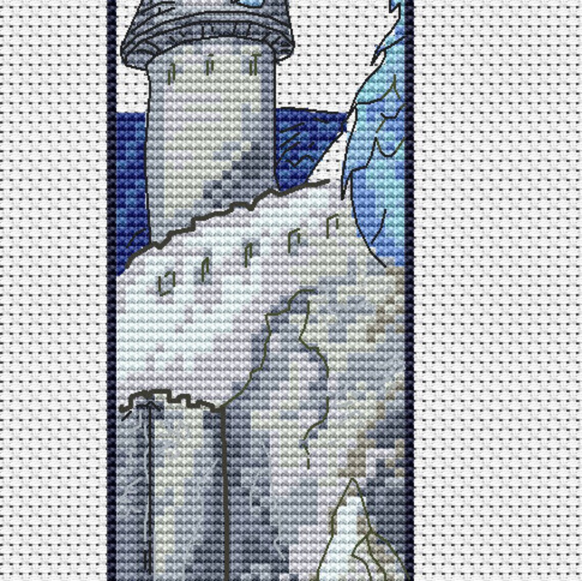 Dragon bookmark cross stitch pattern download PDF file Etsy