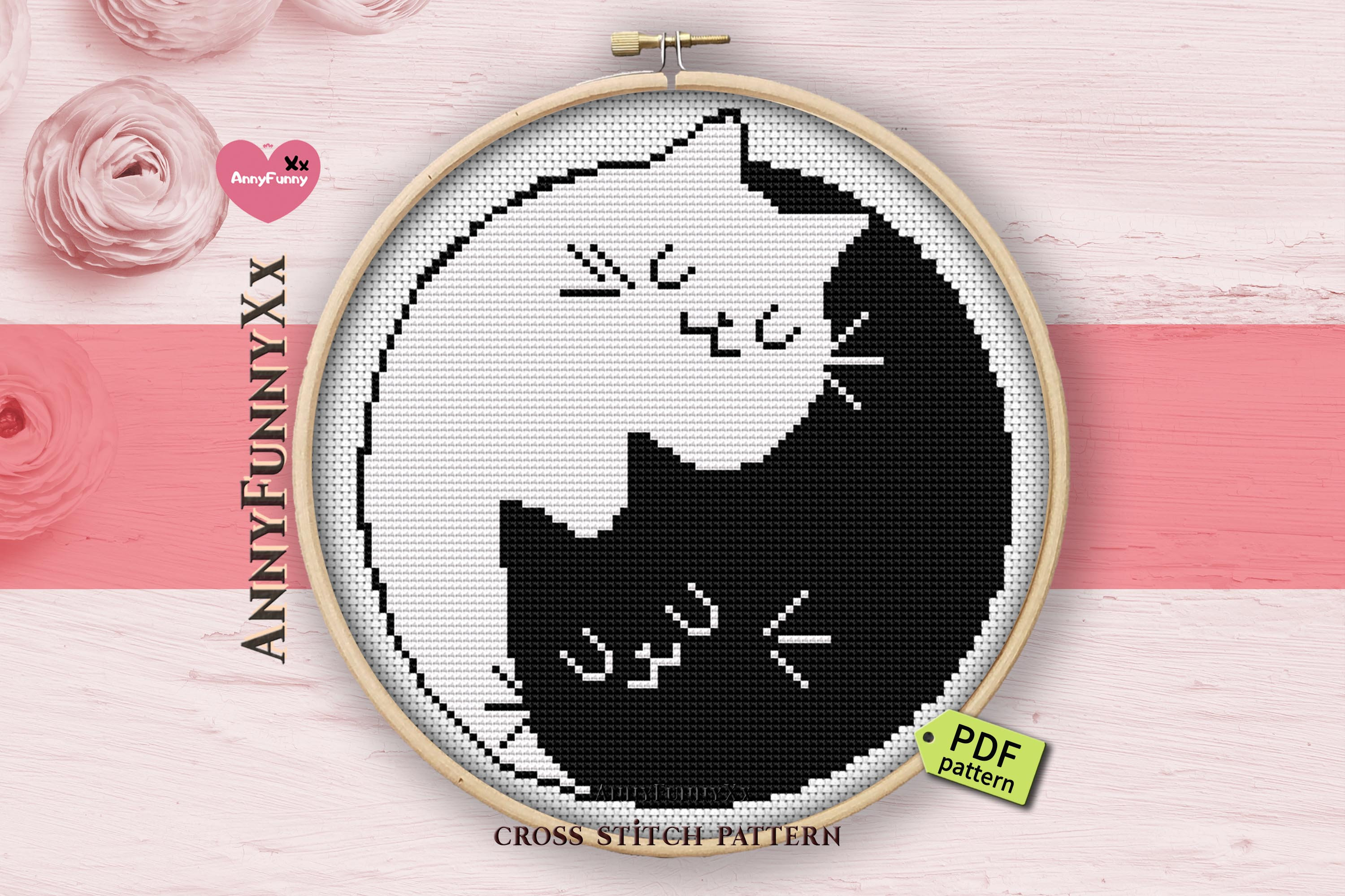 Black and White Cat Cross Stitch Pattern PDF Etsy