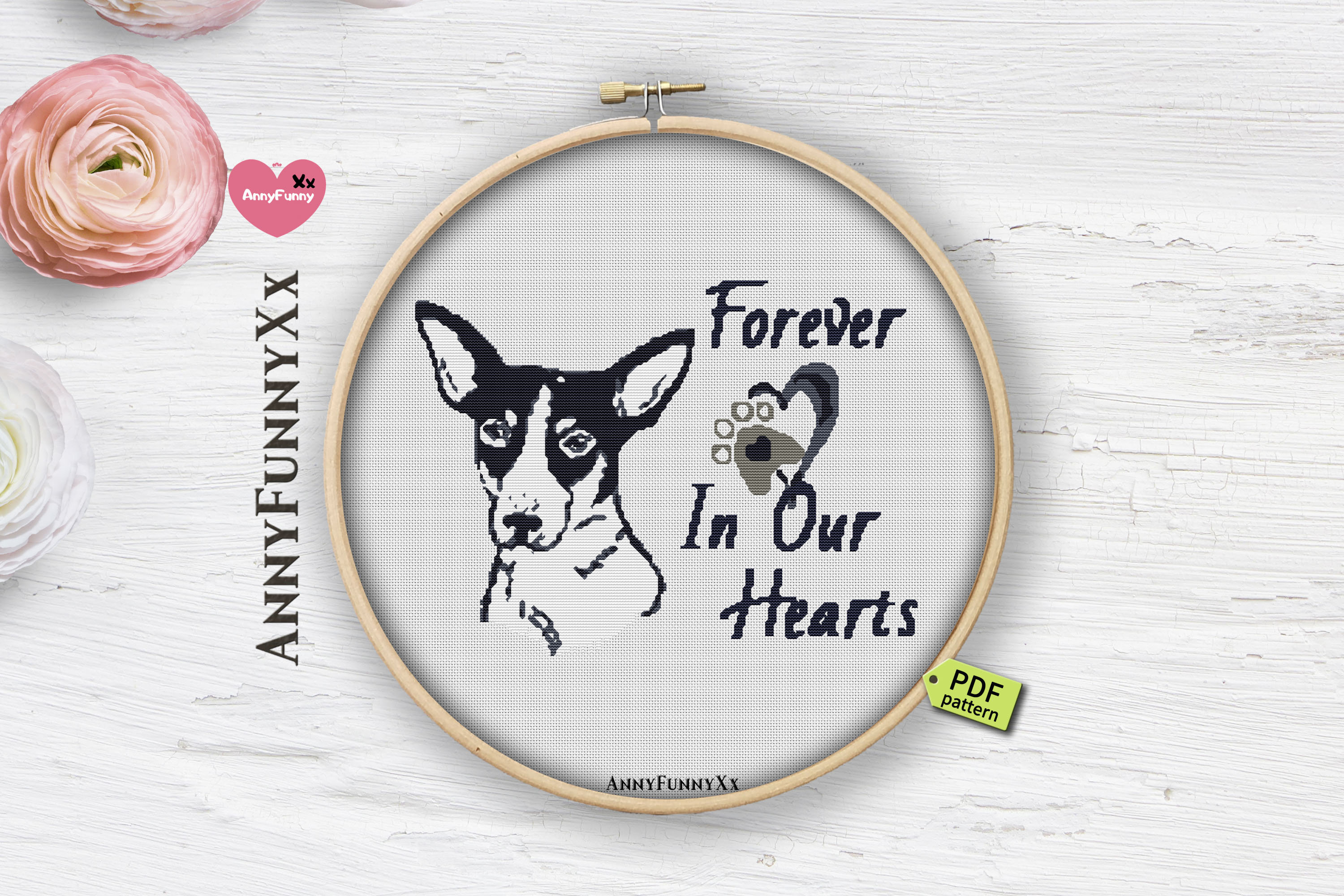 Rat Terrier memorial cross stitch pattern PDF. Dog stitch Etsy