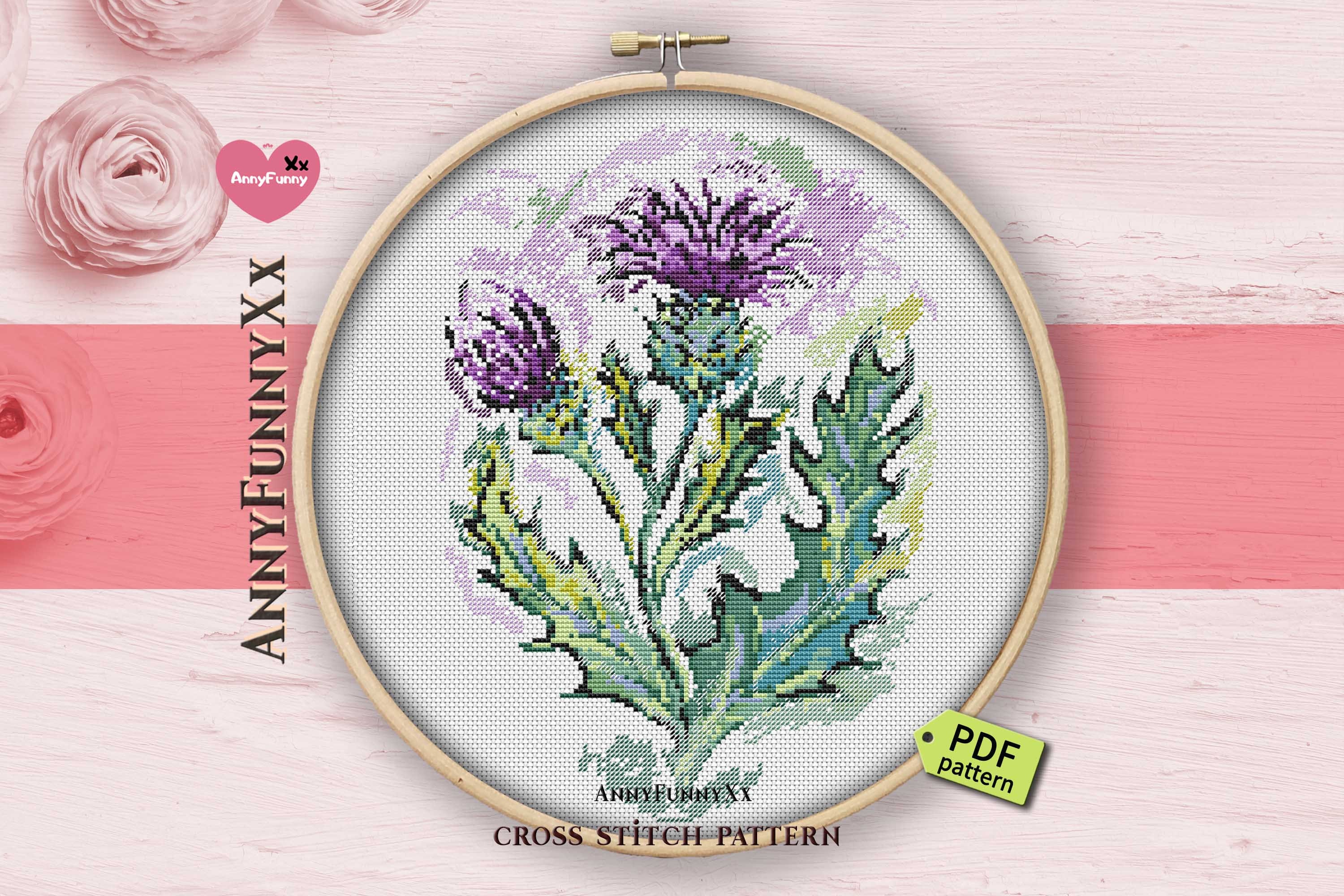 Scottish thistle cross stitch pattern PDF Etsy