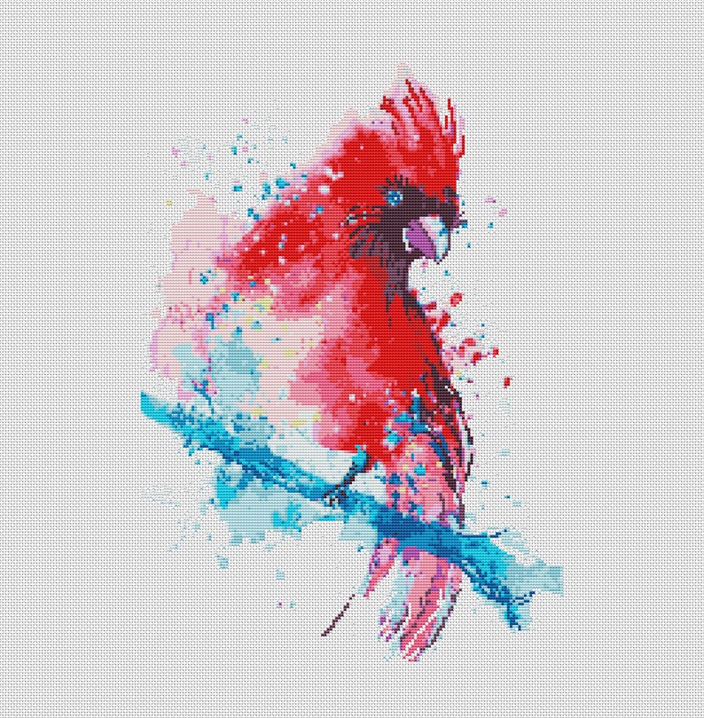 Cardinals Red Bird Cross Stitch PDF Parrot Xstitch Bird Etsy