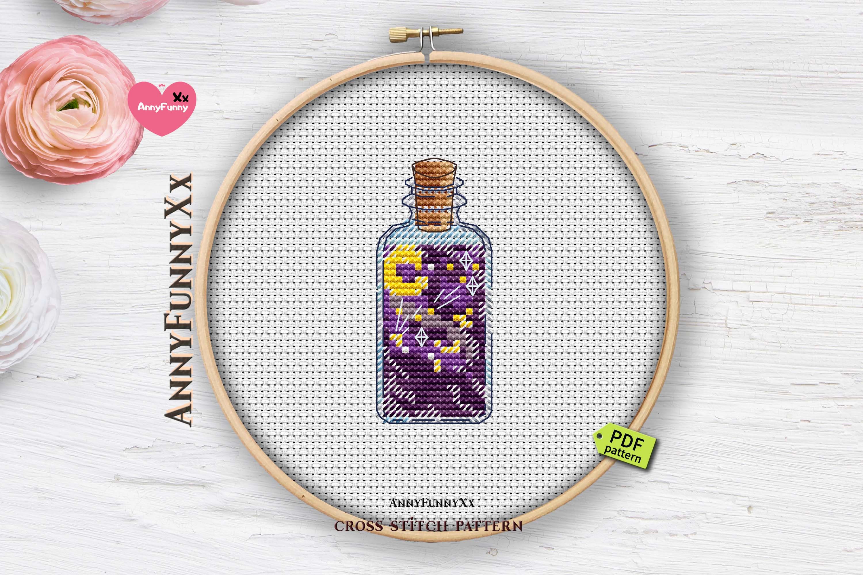 Mini bottle cross stitch pattern PDF Mason jar Xstitch. Etsy
