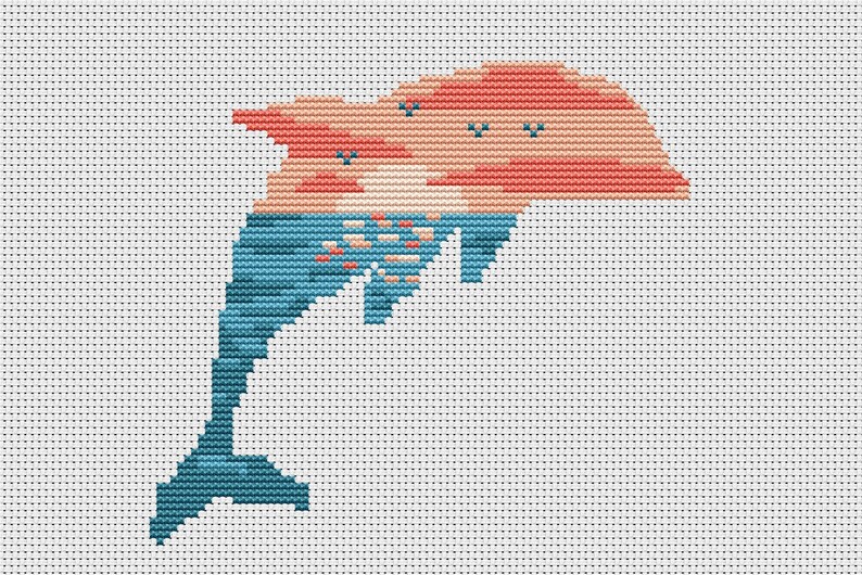 Dolphin Cross Stitch Pattern PDF | Etsy