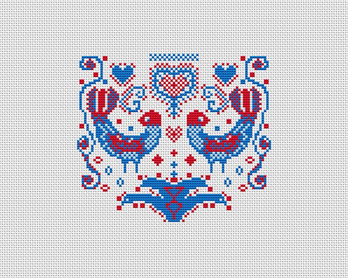 Folk Art Modern Cross Stitch Pattern PDF Flowers Cross Stitch Etsy