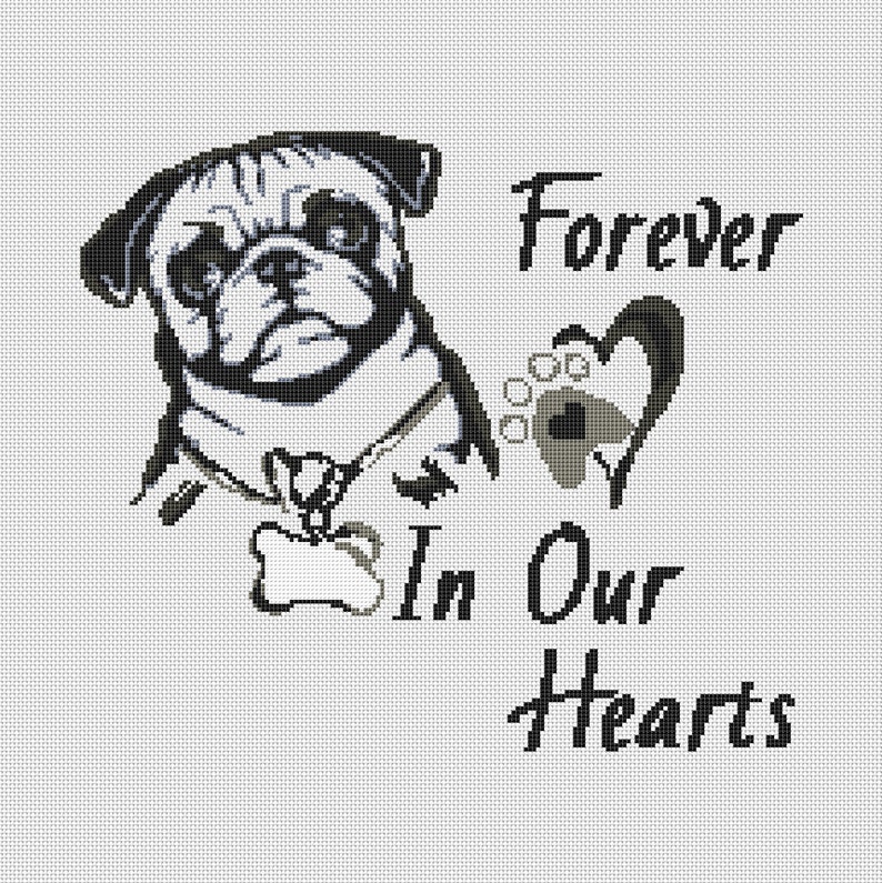 Pet Memorial Cross Stitch Pattern PDF. Chinese Pug. Dutch Etsy