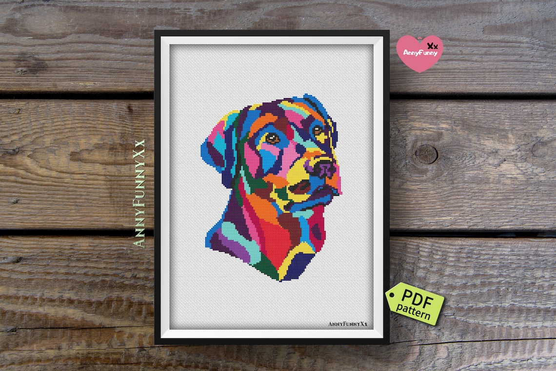 Labrador cross stitch pattern Small Labrador retriever | Etsy
