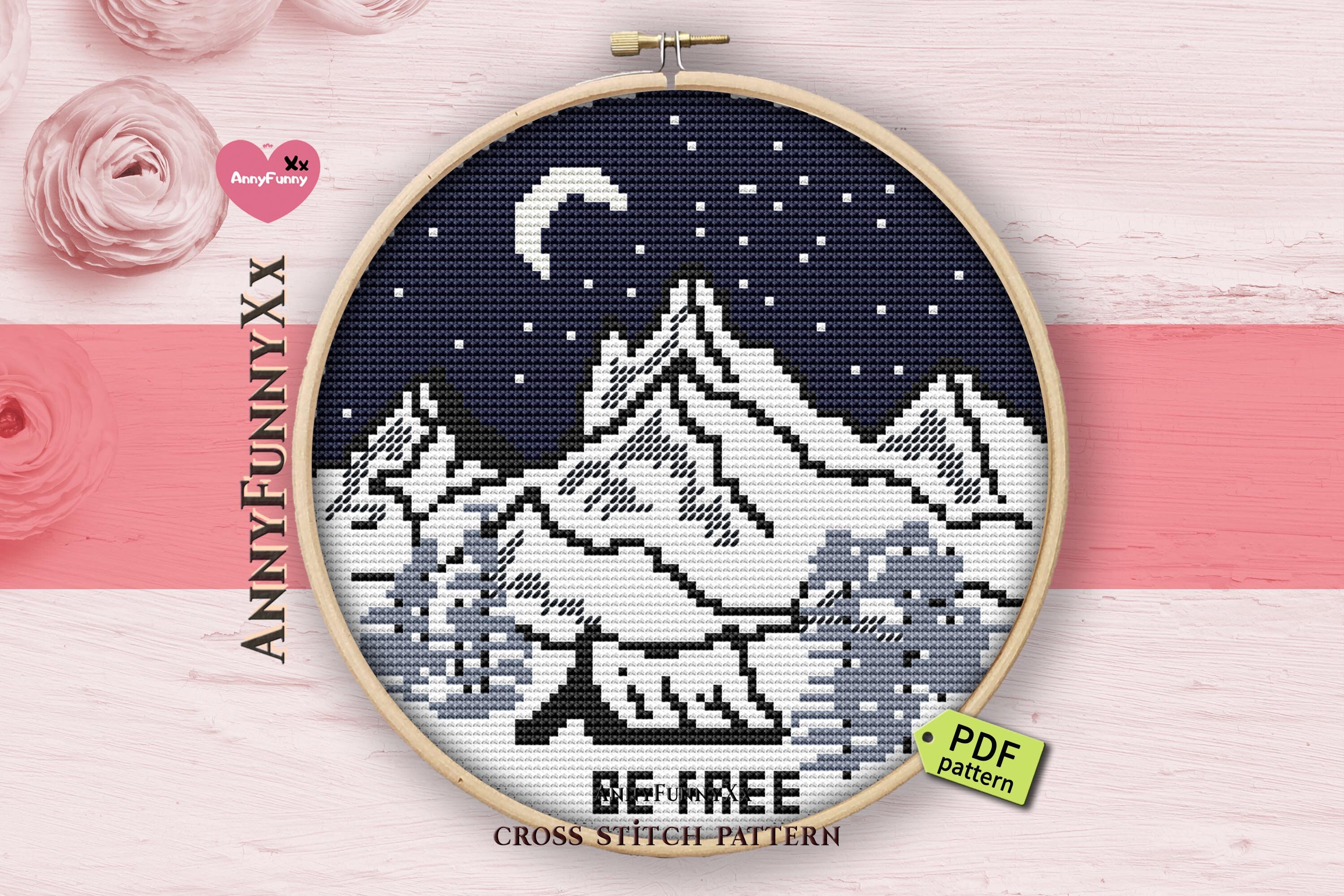 Black and white cross stitch pattern PDF Contemporary Modern | Etsy