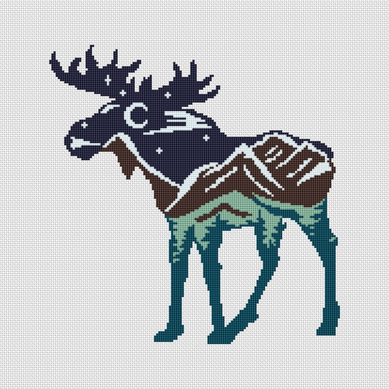 Moose cross stitch pattern PDF Elk | Etsy